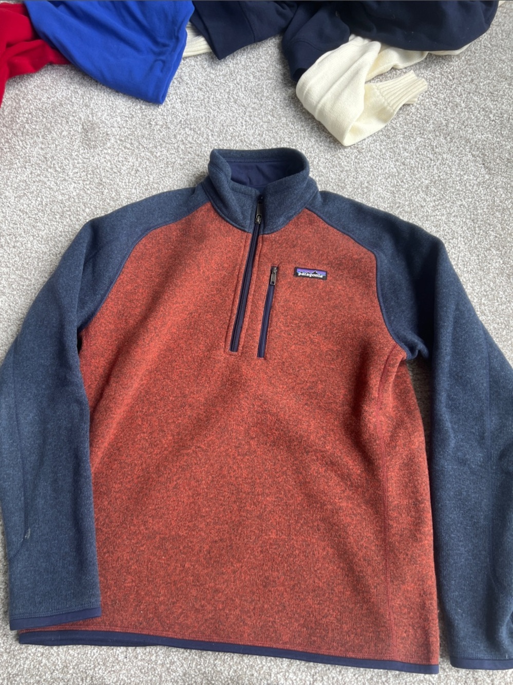 Patagonia Half-Zip Fleece Pullover - Rust Heather & Navy